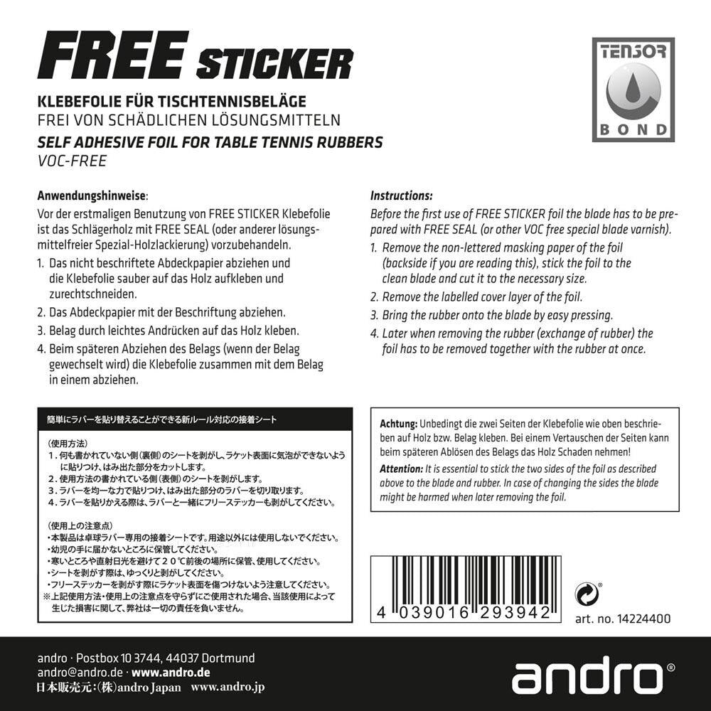フリーステッカー【Andro アンドロ-卓球小物】