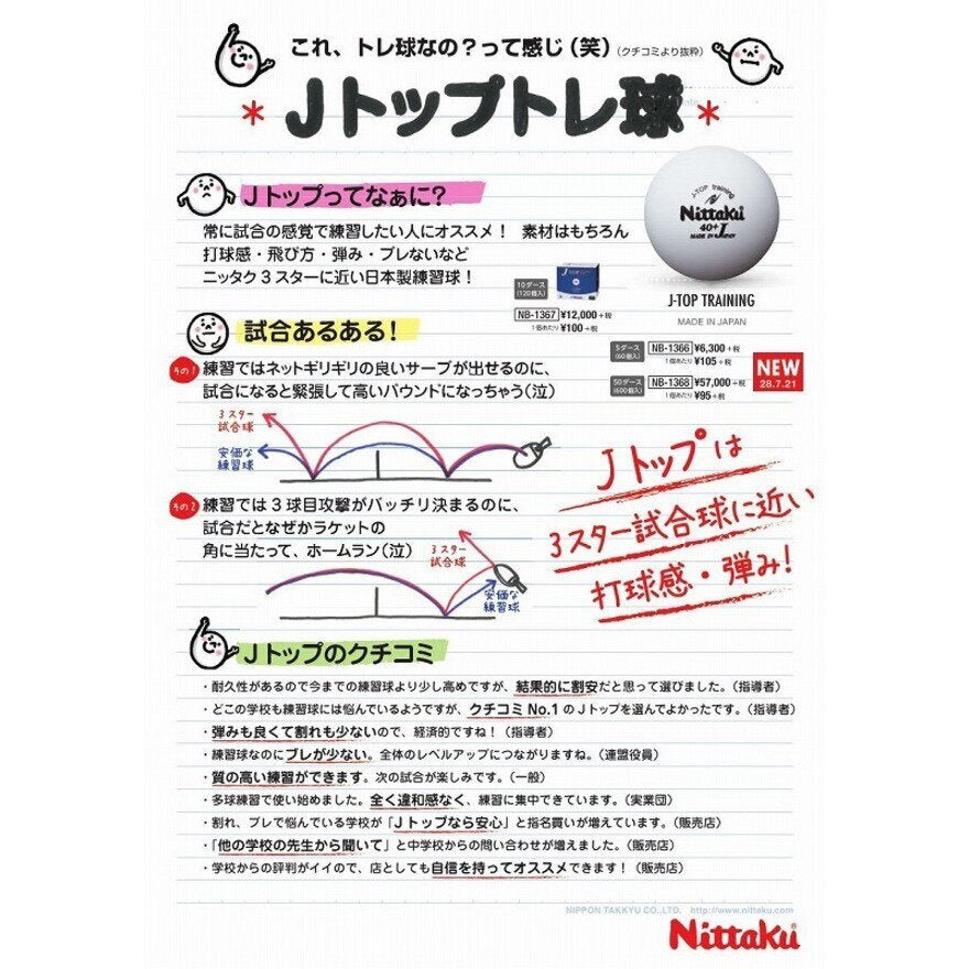 ジャパントップ トレ球 NB-1360 (6個) 自主練 卓球 Nittaku ニッタク