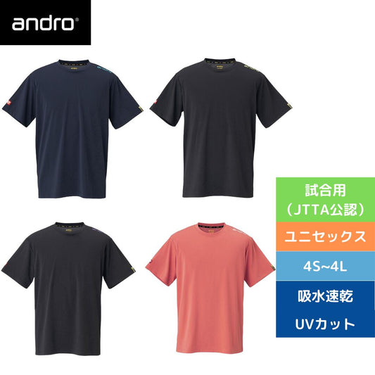 ナパティーシャツ ドライ 300023019 ﾌﾞﾗｯｸ/ﾈｵﾝｲｴﾛｰ 【Andro アンドロ-卓球ウェア】