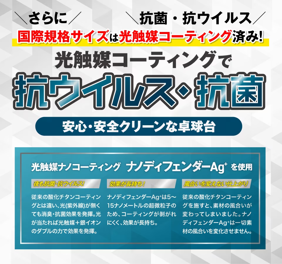 卓球台 抗菌加工 国際規格サイズ 天板18mm セパレート式 キャスター付 (740PG9YA6276)【パフォーマンスギア-卓球台】