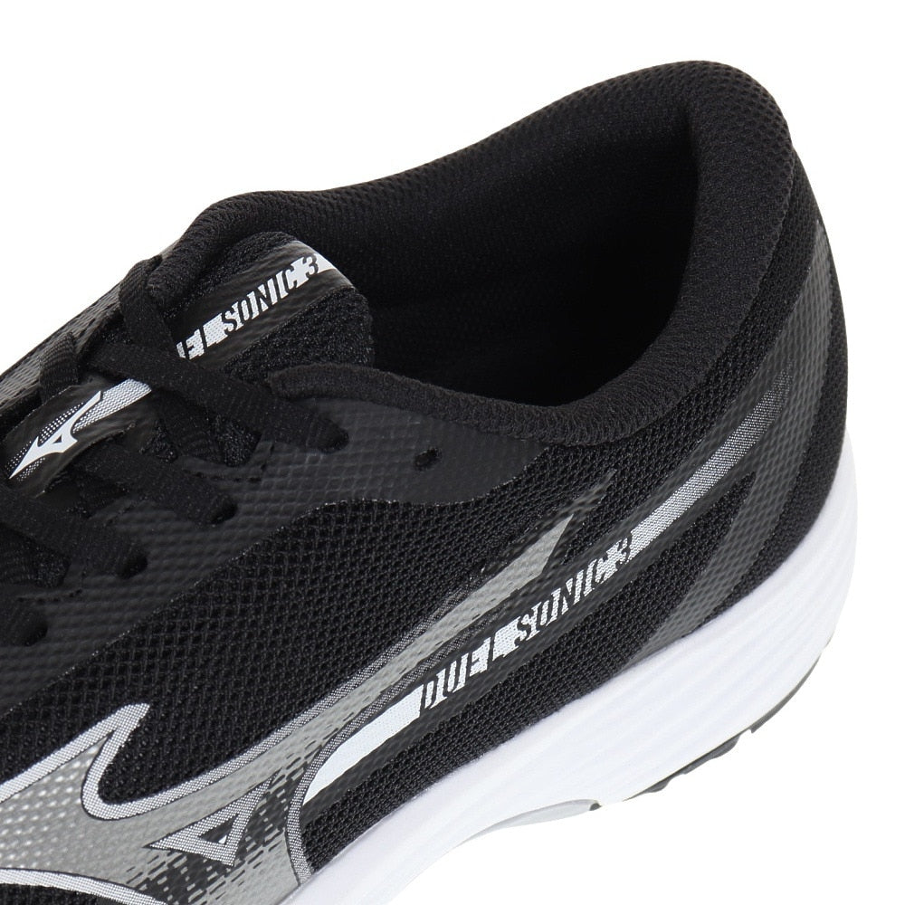 ランニングシューズ デュエルソニック3 ワイド ブラック グレー U1GD233601 スニーカー トレーニング 軽量 クッション