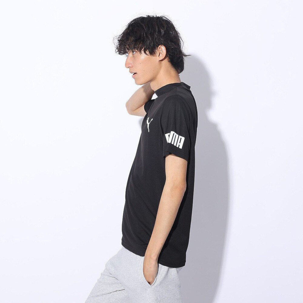 DRY PLUS 半袖モックネックTシャツ 525675 01 BLK