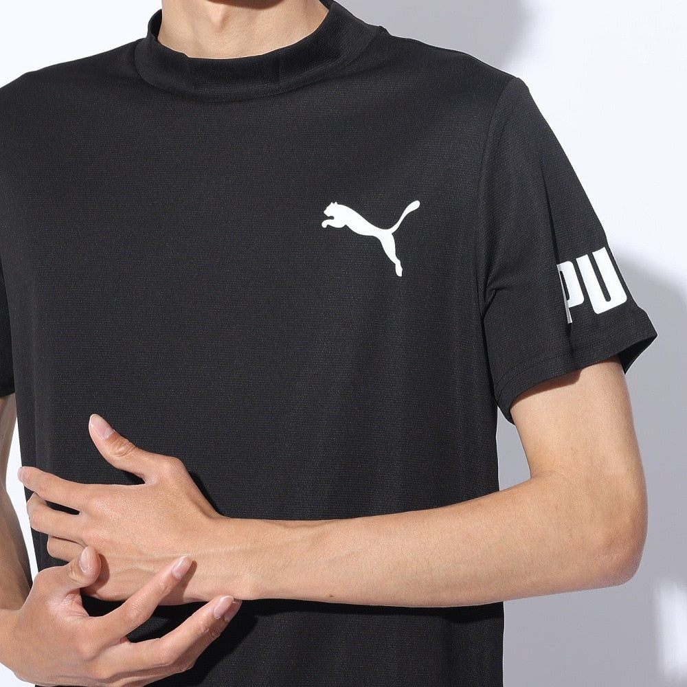 DRY PLUS 半袖モックネックTシャツ 525675 01 BLK