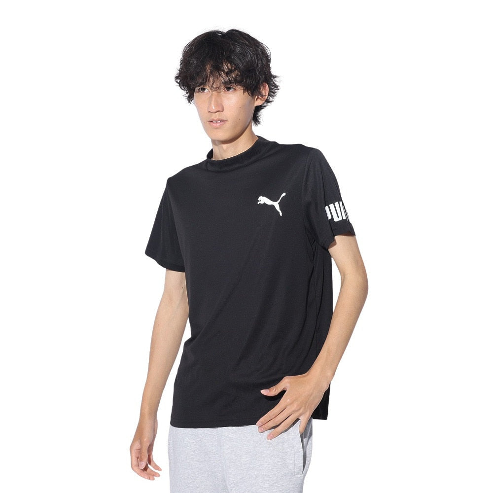 DRY PLUS 半袖モックネックTシャツ 525675 01 BLK