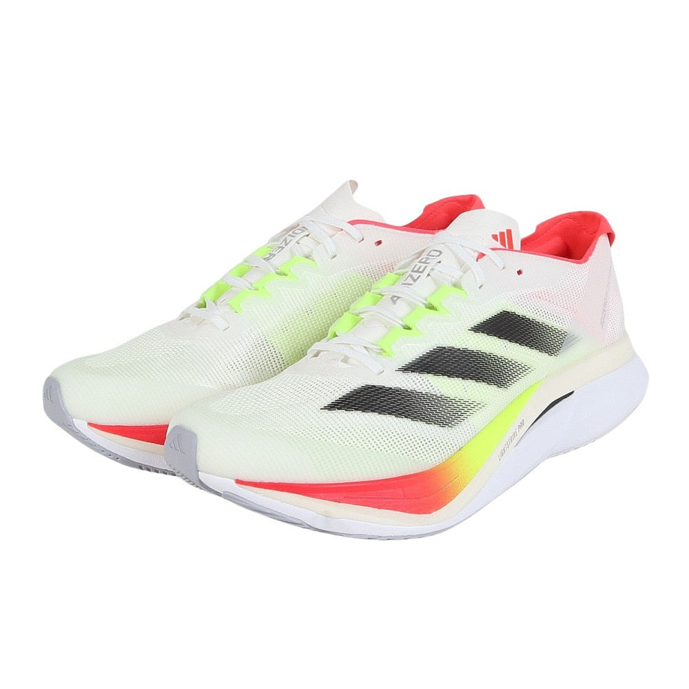 ランニングシューズ アディゼロ ボストン 12 ホワイト JQ2552 スニーカー トレーニングシューズ 部活 クッション 軽量 厚底
