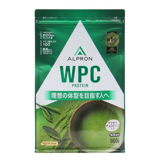プロテイン WPCプロテイン 抹茶風味 900g ALPRON WPC チョコチップ入り ホエイプロテイン アミノ酸 たんぱく質