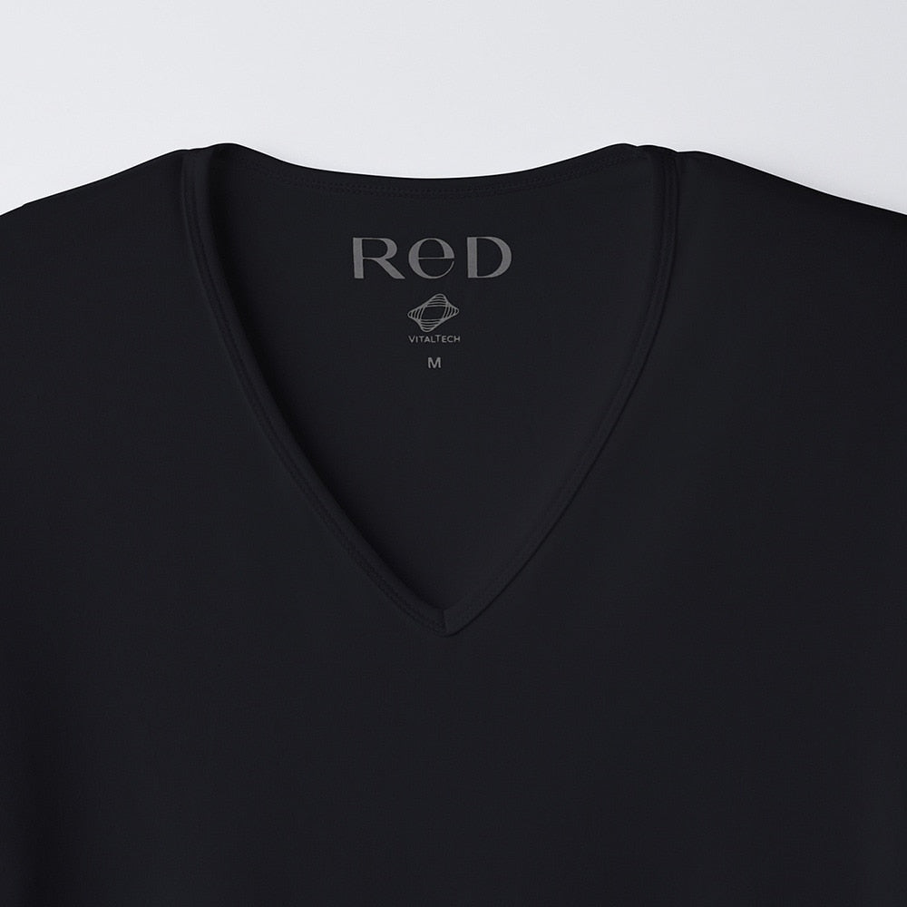 Vネックインナー長袖 リカバリーウェア ブラック 黒 Lサイズ VW-BA-K90C-L