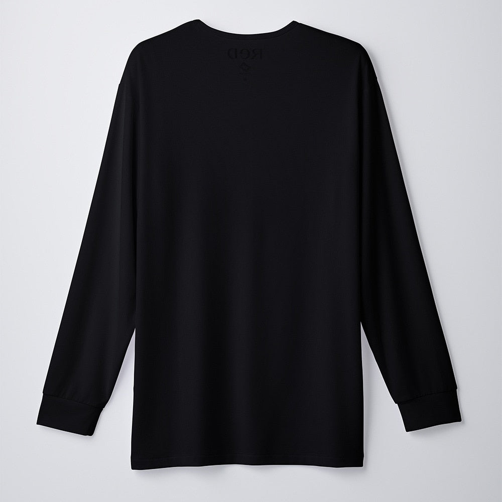 Vネックインナー長袖 リカバリーウェア ブラック 黒 LLサイズ VW-BA-K90D-LL